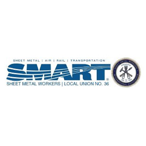 blue text logo Sheet Metal Workers Local Union #36